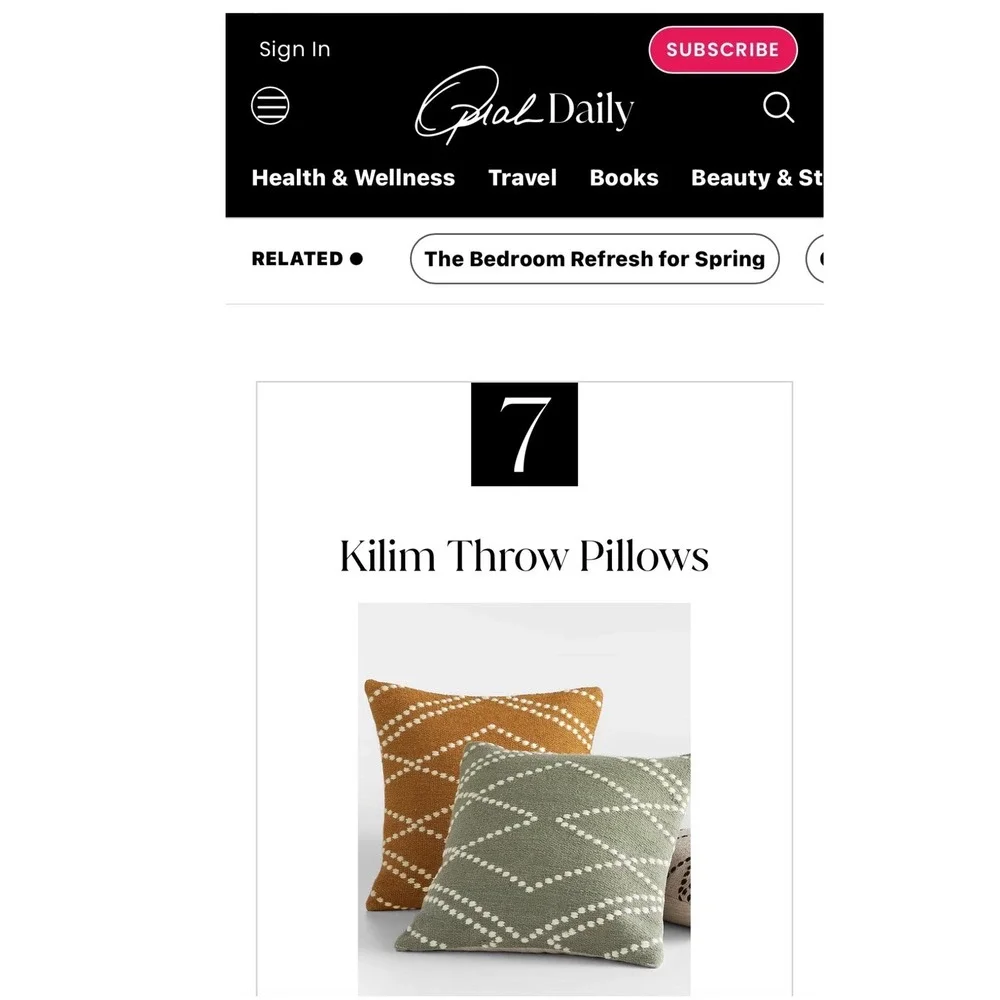 Set of 2 Crate & Barrel Sage Kilim Cotton Wool Blend Throw Pillow Covers 23x23